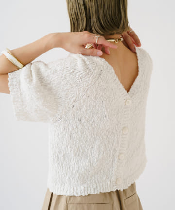 Omekashi(オメカシ) 【女性らしい抜け感をプラスできる】2WAY半袖ニットカーディガン