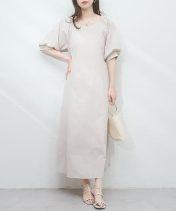 natural couture(ナチュラルクチュール) ボリュームスリーブAラインワンピース