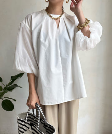 DOUDOU(ドゥドゥ) 【WEB限定】バルーンスリーブブラウス