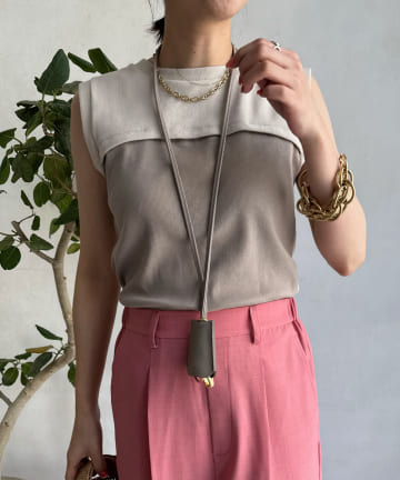 DOUDOU(ドゥドゥ) 【WEB限定】バイカラー2WAYリブタンク