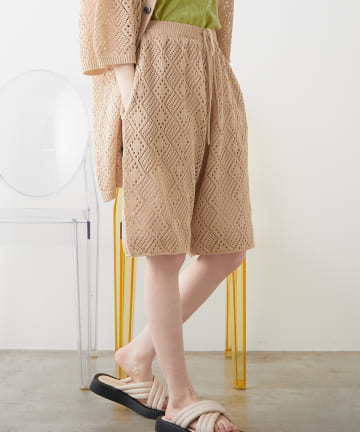 *【WHIMSIC】MESH JACQUARD KNIT SHORT PANTS
