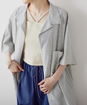 *【WHIMSIC】OPEN COLLAR SHIRT