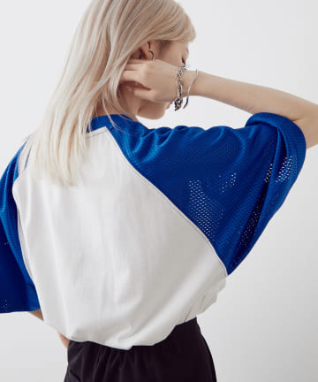 *【WHIMSIC】MESH SLEEVE BASE BALL T-SHIRT