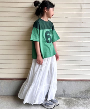 CIAOPANIC TYPY(チャオパニックティピー) 【KIDS】USAコットン配色ナンバリングフットボールTee