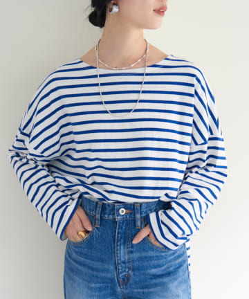 【WEB限定】サイドスリットボーダーカットソー