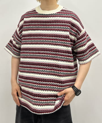 WHO’S WHO gallery(フーズフーギャラリー) FACTジャガード柄ニットtee