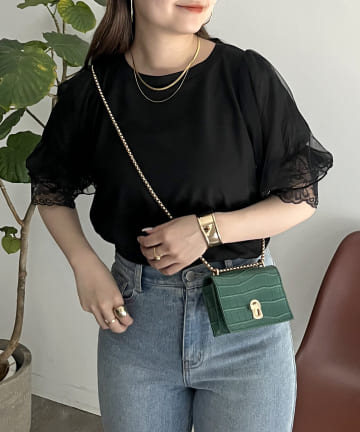 prose verse(プロズヴェール) チュールレースボリューム袖Tシャツ