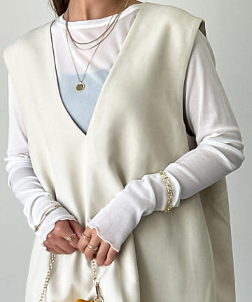 un dix cors(アンディコール) メッシュクルーネックシンプルプルオーバー