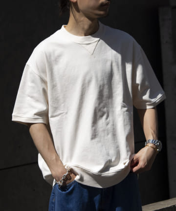 FREDY & GLOSTER(フレディ アンド グロスター) 【GLOSTER】ヘビーウェイト Vガゼット ピグメントTシャツ 半袖スウェット