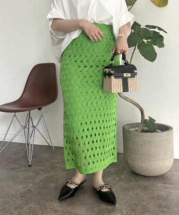 prose verse(プロズヴェール) ウェーブメッシュニットスカート