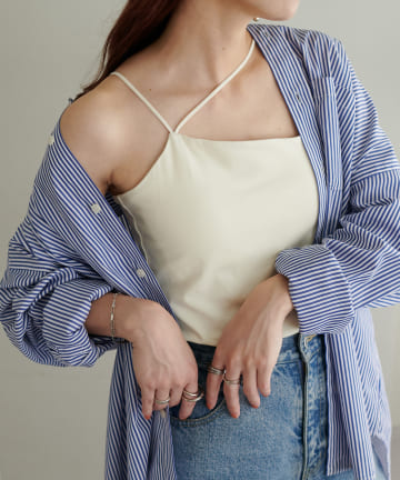 【カップ取り外し可】2WAYアシメネックホルターキャミソール