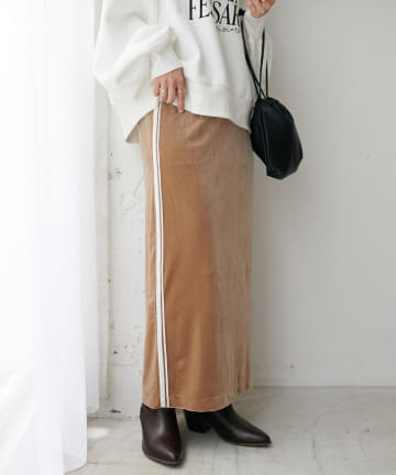 DISCOAT(ディスコート) ベロアサイドラインナロースカート