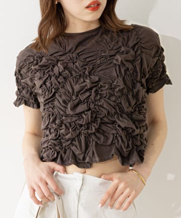 OUTLET(アウトレット) 【Chico】短丈シャーリングチビT