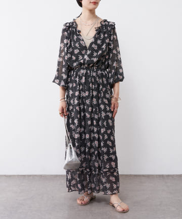 OUTLET(アウトレット) 【SHENERY】ウエスト切替プリントドレス