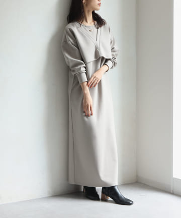 Chez toi(シェトワ) 【お得なセットアイテム】ダンボールニットプルオーバー×ノースリワンピース