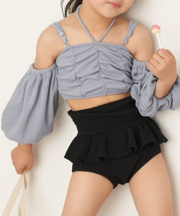 【WEB限定/水着】Kids オフショルシャーリングトップス