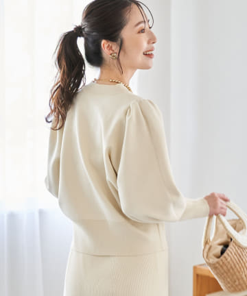 La boutique BonBon(ラブティックボンボン) 【セットアップ着用可能】ボリュームスリーブスポンディッシュニット