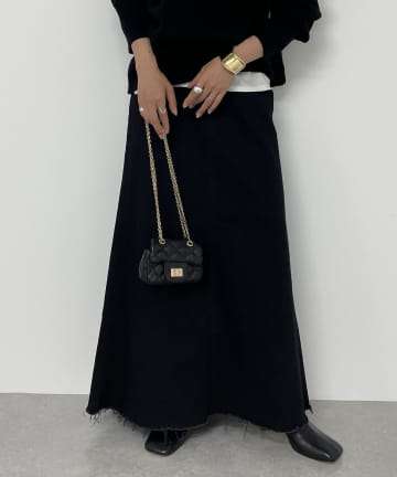 【YANUK/ヤヌーク】マキシAラインスカート ブラック