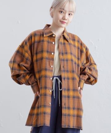 *【WHIMSIC/SETUP対応】オンブレチェックレギュラーカラーシャツ