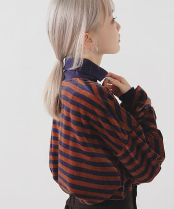 【WHIMSIC】ベロアタートルネックロングスリーブTシャツ