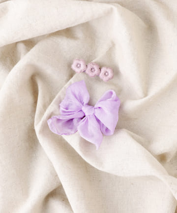 【KIDS】リボンフラワー刺繍クリップ2個セット