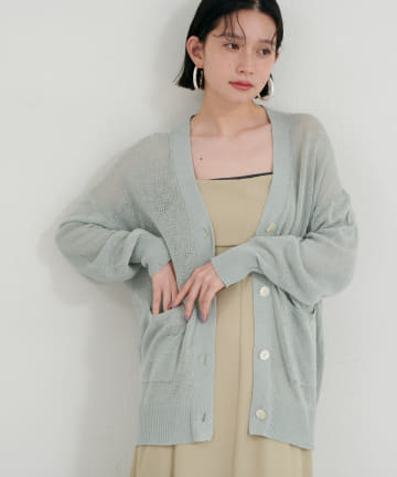 LARUTA(ラルータ) 綿麻シアーニットカーディガン