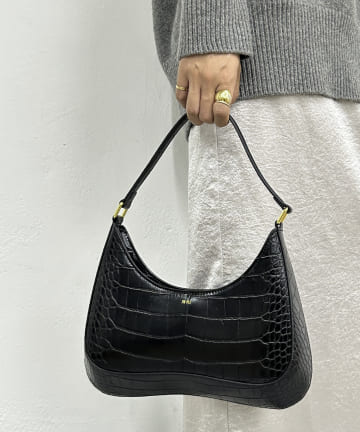 【JW PEI】 RUBY クロコ型押しショルダーBAG ブラック