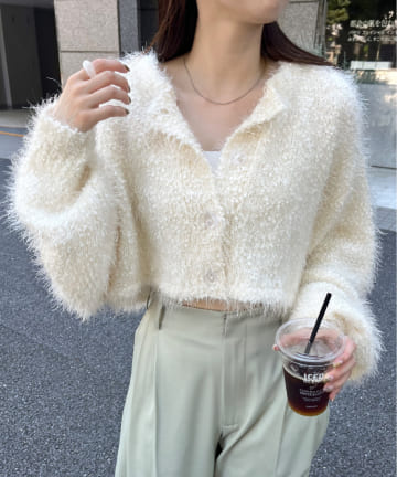 mystic(ミスティック) 【4色展開】[mline]スノーシャギーカーディガン