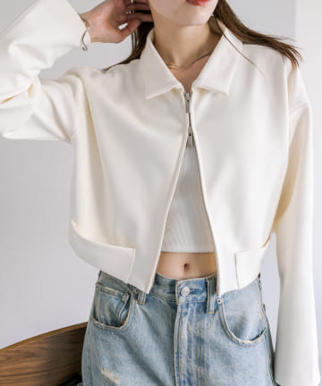 【4色展開！】衿付きダブルZIPカーディガン