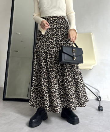 prose verse(プロズヴェール) レオパードティアードスカート