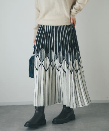 un dix cors(アンディコール) 柄ニットスカート