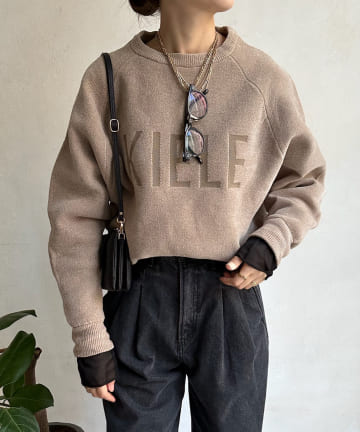 DOUDOU(ドゥドゥ) 【WEB限定】モール糸ロゴニット