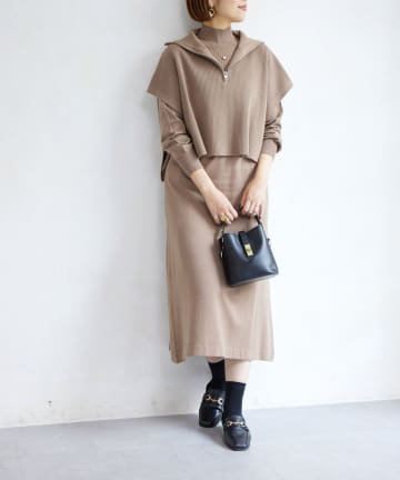 Chez toi(シェトワ) ハーフジッププルオーバー×ニットワンピース