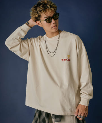 【RePRODUCTION LABEL】ヘビー天竺ダメージ刺繍ロンT