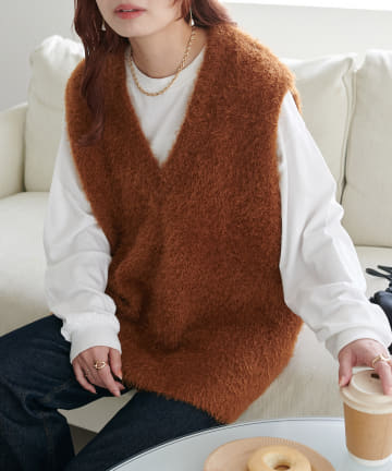 DISCOAT(ディスコート) 【WEB限定】フェザーヤーンチュニックベスト