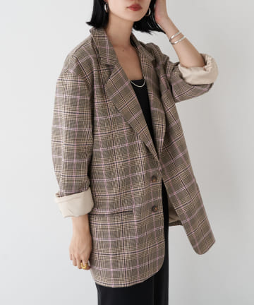 ビッグショルダーチェックジャケット