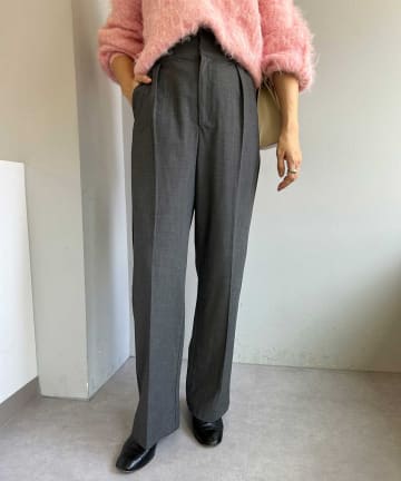 ハイウエストワイドベルトパンツ