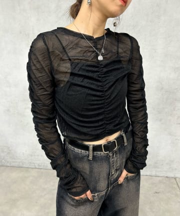 Six Mギャザーキラキラトップス