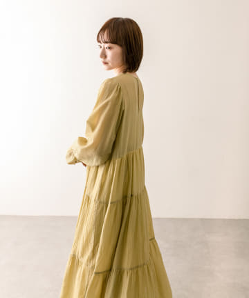 [mline]シアーストライプティアードワンピース