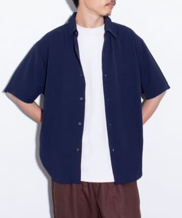 FREDY & GLOSTER(フレディ アンド グロスター) 【GLOSTER】ドレープ半袖シャツ オーバーサイズシャツ レギュラーカラー