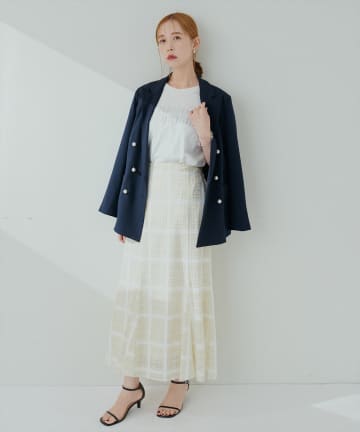 natural couture(ナチュラルクチュール) ツイード風シアーチェックスカート