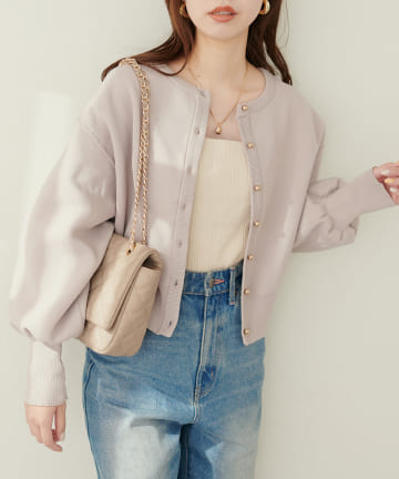 natural couture(ナチュラルクチュール) WEB限定 / お家で洗える薄金ころん釦カーディガン