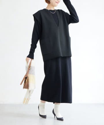 Chez toi(シェトワ) スリットネックニットプルオーバー×ニットワンピース