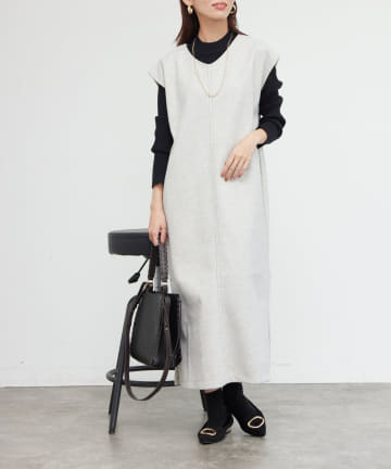 Chez toi(シェトワ) 【お得なセットアイテム】ニットプルオーバー×起毛カフタンワンピース