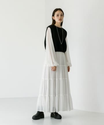 ニットベストティアードワンピースSET
