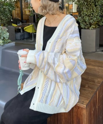 【THRIFTY LOOK】3d knitting B cardigan