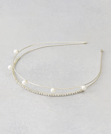 2連パールビジューカチューシャ