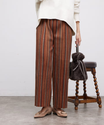 起毛ASST柄プリーツパンツ