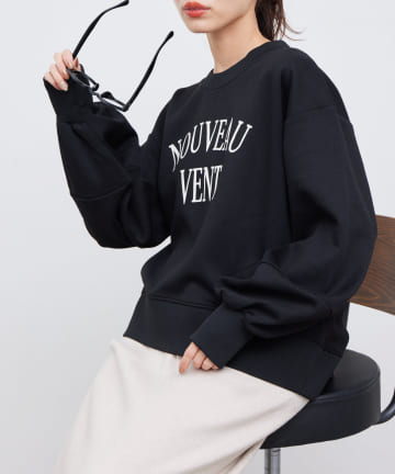 Chez toi(シェトワ) 軽量ボンディングフロッキーロゴプルオーバー