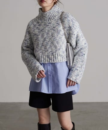 【willow】シャツセットミックス編みハンドライクニット